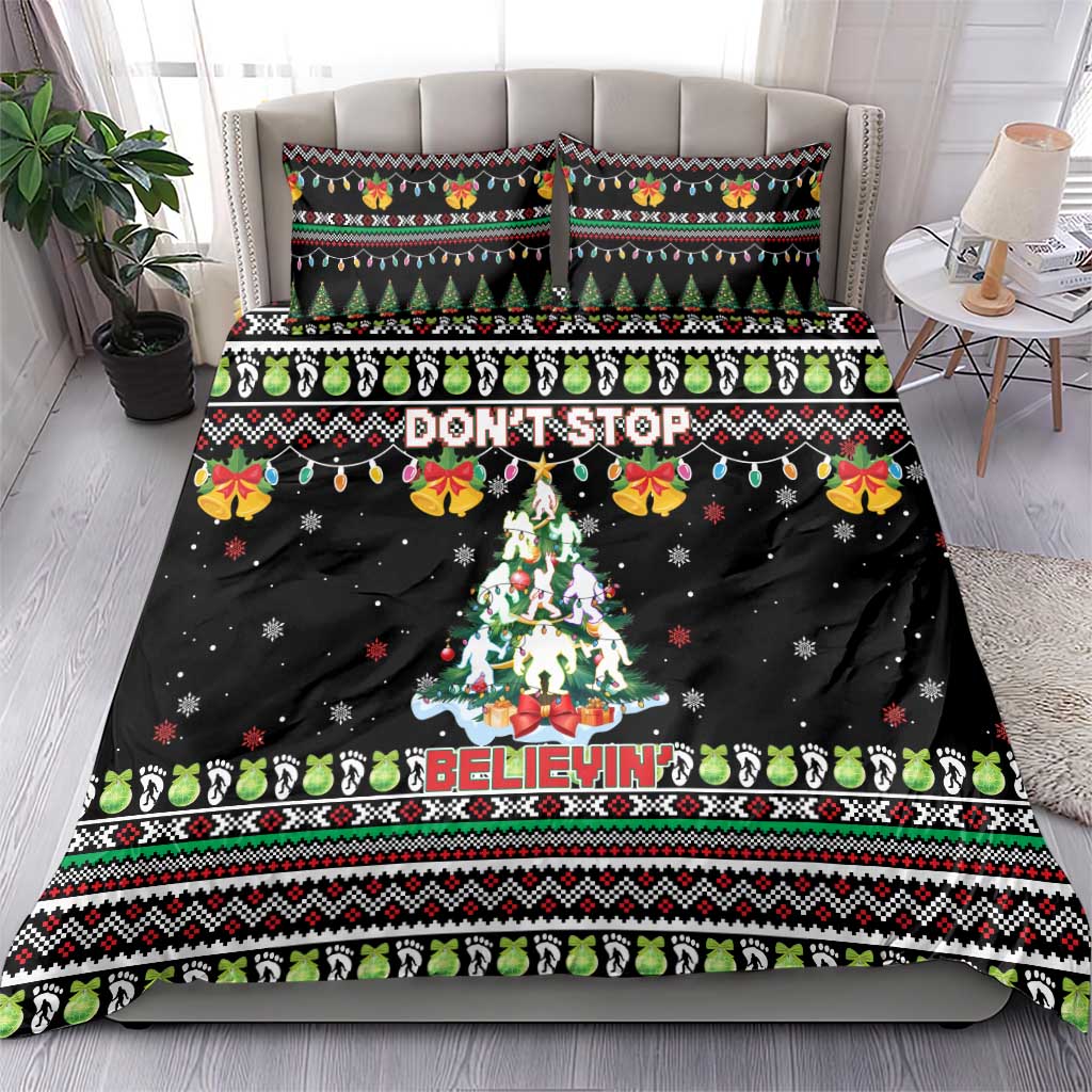 Christmas Unicorn Bedding Set with Don't Stop Believin Quote Tree Lights and Festive - Wonder Print Shop