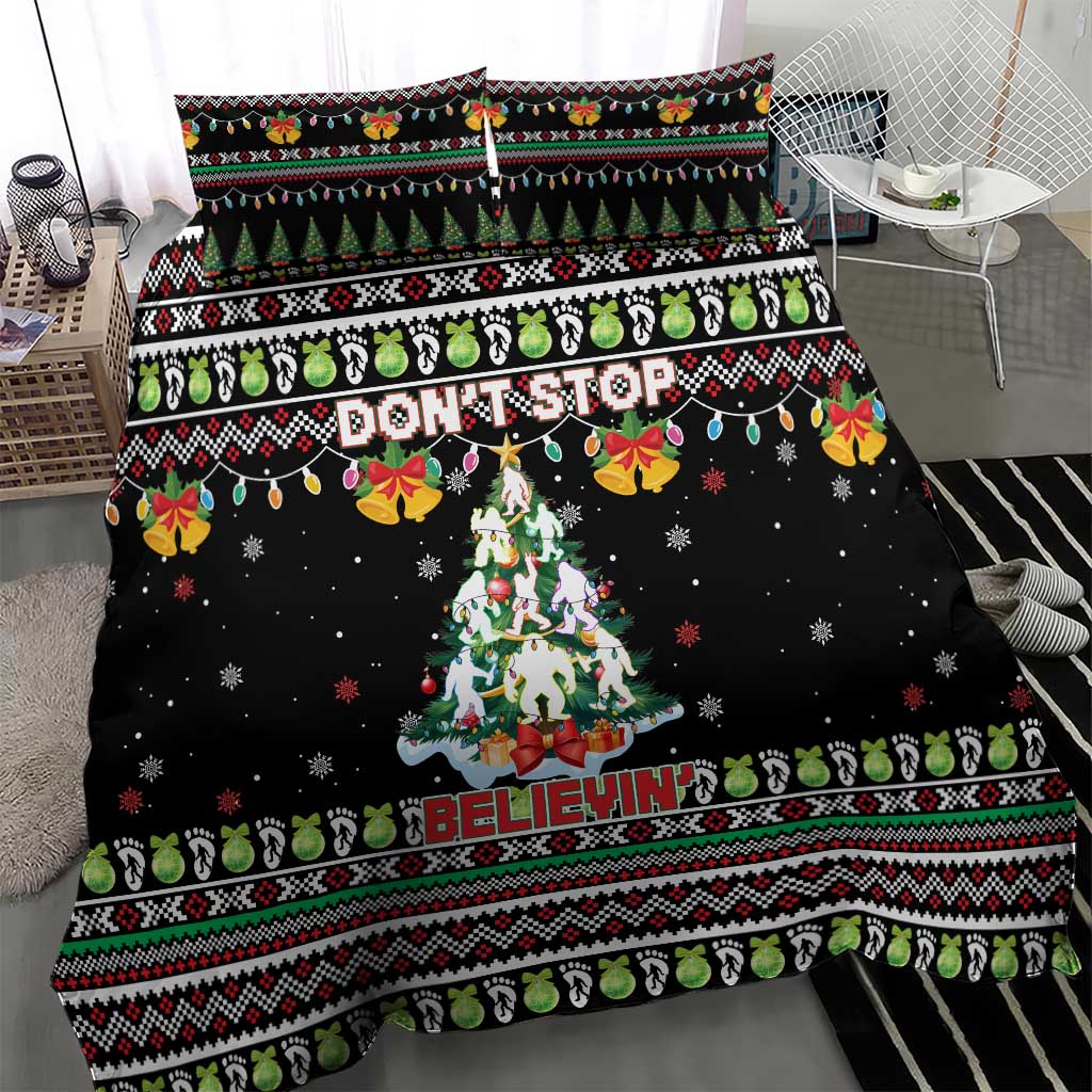 Christmas Unicorn Bedding Set with Don't Stop Believin Quote Tree Lights and Festive - Wonder Print Shop