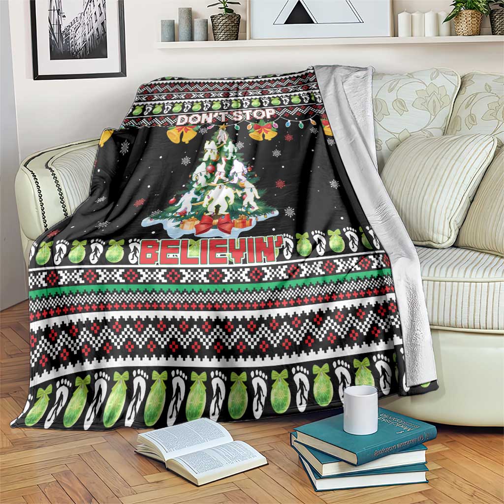 Christmas Unicorn Blanket with Don't Stop Believin Quote Tree Lights and Festive - Wonder Print Shop