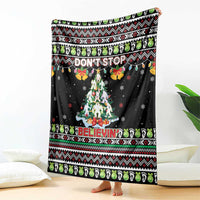 Christmas Unicorn Blanket with Don't Stop Believin Quote Tree Lights and Festive - Wonder Print Shop