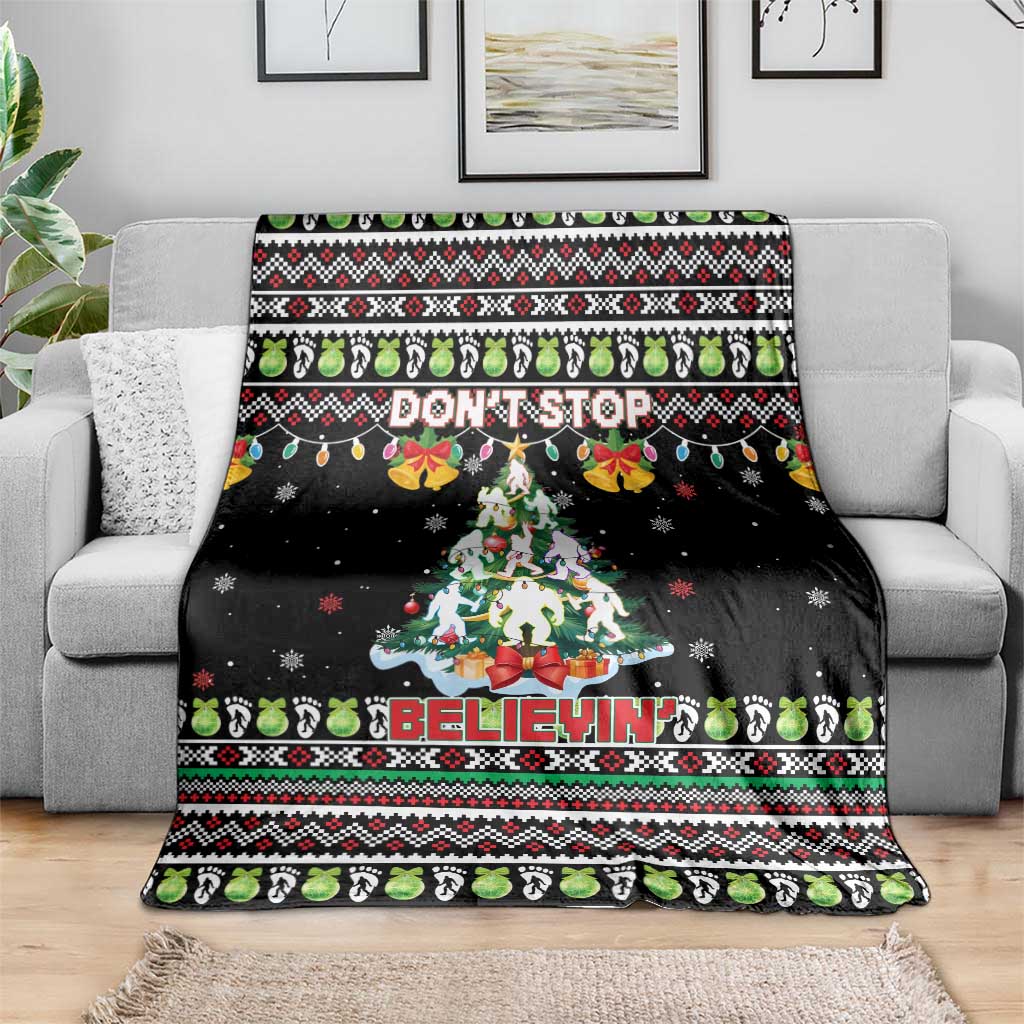 Christmas Unicorn Blanket with Don't Stop Believin Quote Tree Lights and Festive - Wonder Print Shop