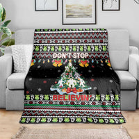 Christmas Unicorn Blanket with Don't Stop Believin Quote Tree Lights and Festive - Wonder Print Shop