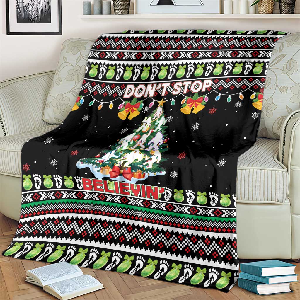 Christmas Unicorn Blanket with Don't Stop Believin Quote Tree Lights and Festive - Wonder Print Shop