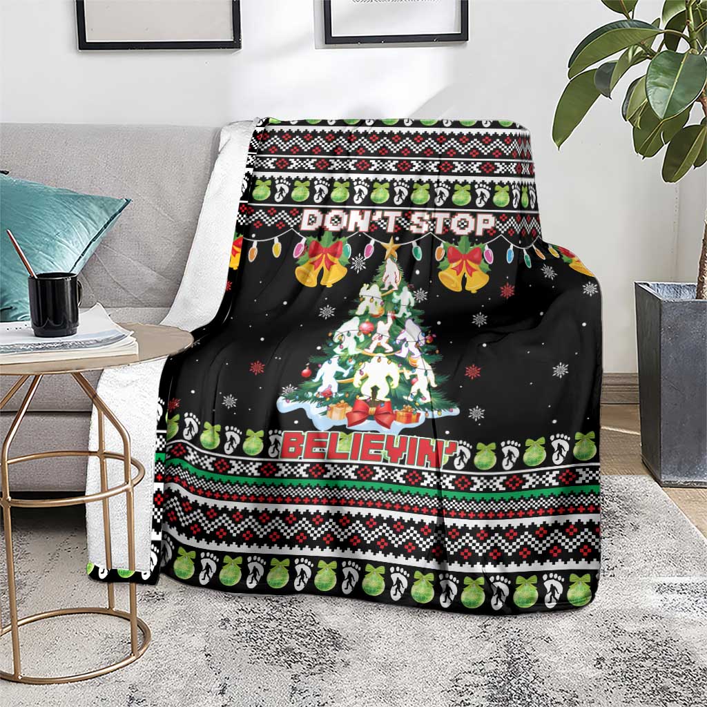 Christmas Unicorn Blanket with Don't Stop Believin Quote Tree Lights and Festive - Wonder Print Shop
