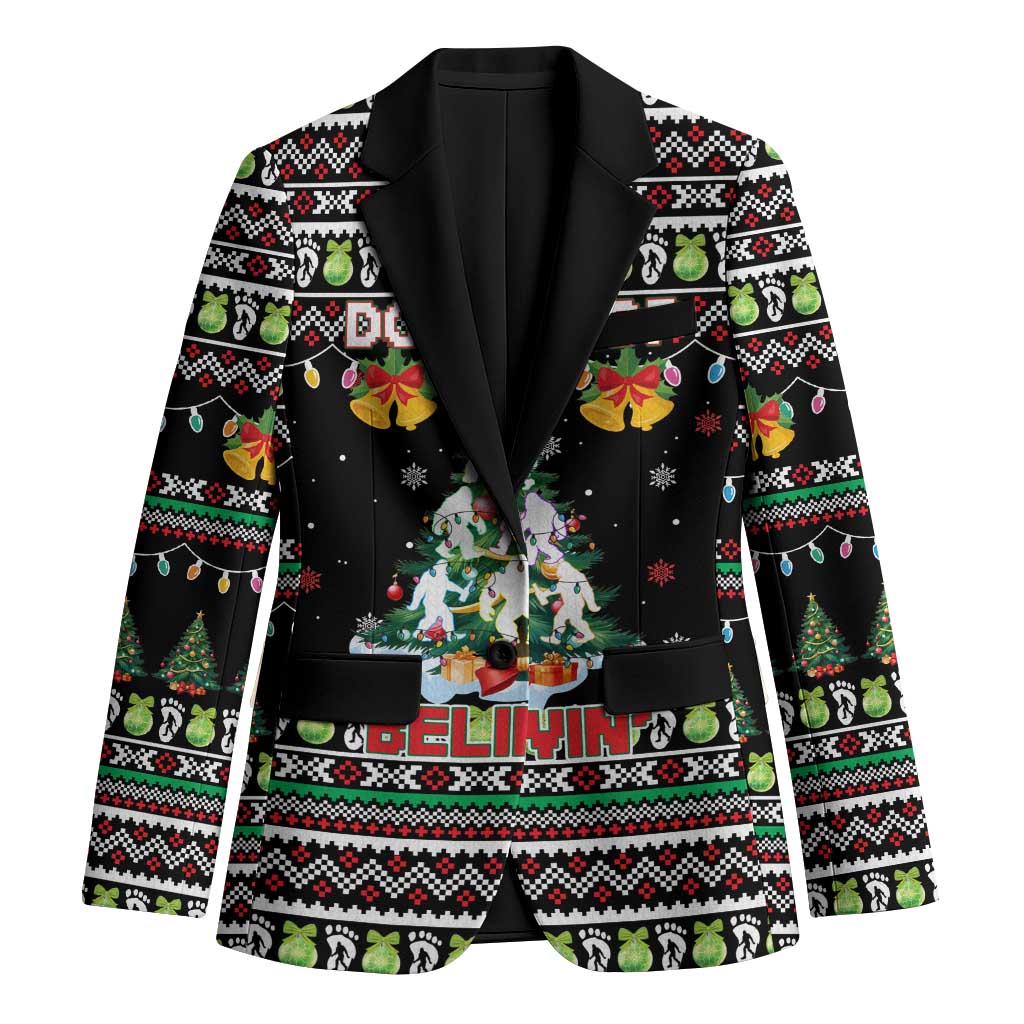 Christmas Unicorn Blazer with Don't Stop Believin Quote Tree Lights and Festive - Wonder Print Shop