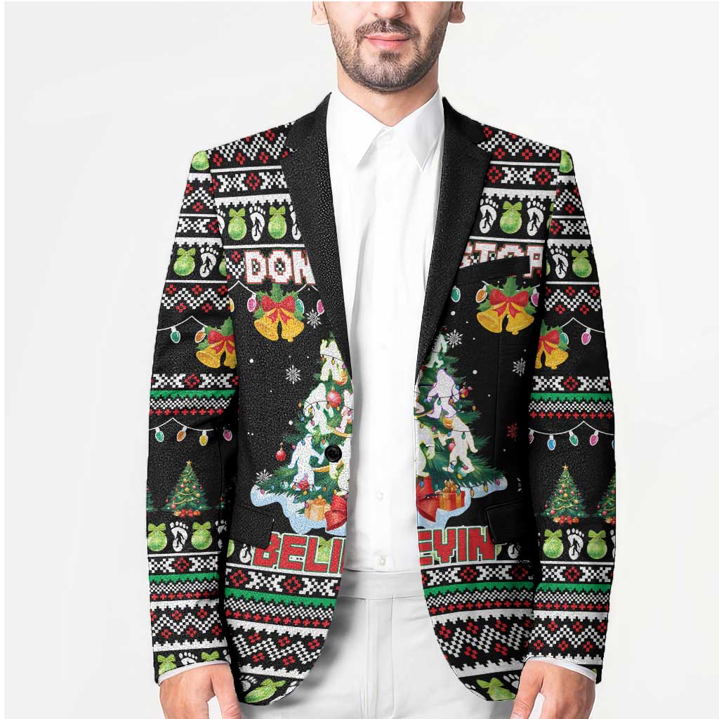 Christmas Unicorn Blazer with Don't Stop Believin Quote Tree Lights and Festive - Wonder Print Shop