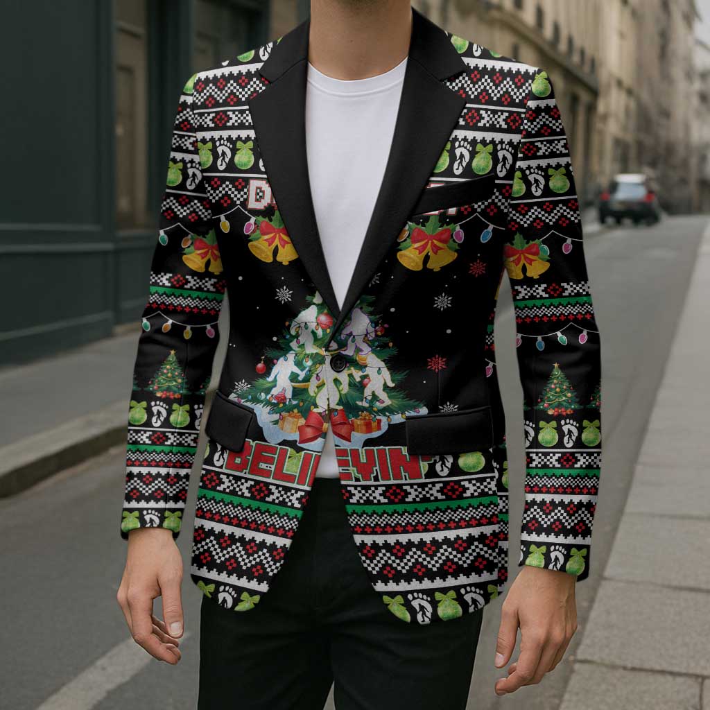 Christmas Unicorn Blazer with Don't Stop Believin Quote Tree Lights and Festive - Wonder Print Shop