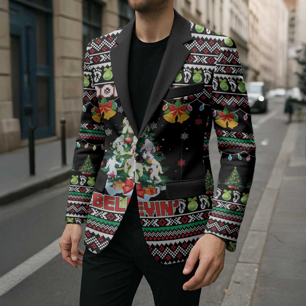 Christmas Unicorn Blazer with Don't Stop Believin Quote Tree Lights and Festive - Wonder Print Shop