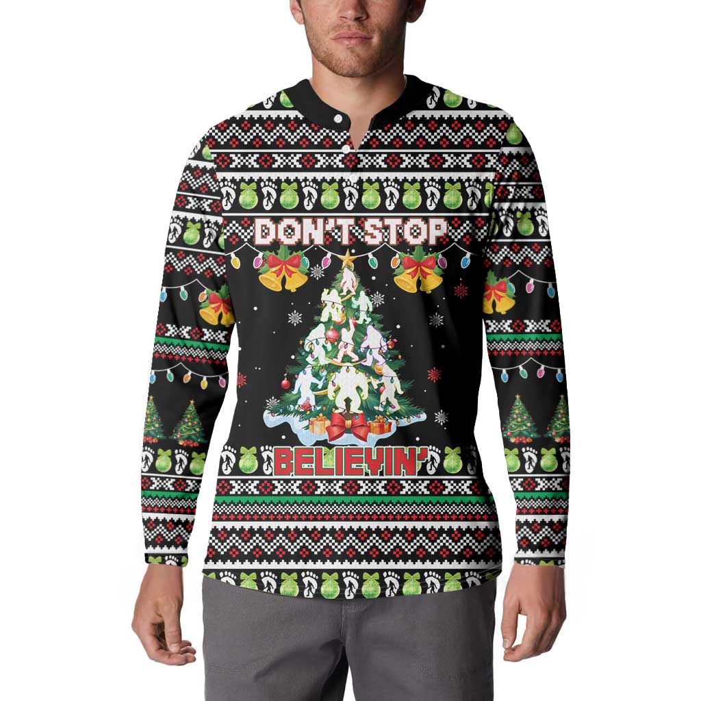 Christmas Unicorn Button Sweatshirt with Don't Stop Believin Quote Tree Lights and Festive - Wonder Print Shop
