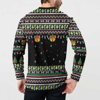 Christmas Unicorn Button Sweatshirt with Don't Stop Believin Quote Tree Lights and Festive - Wonder Print Shop