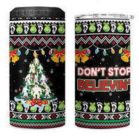 Christmas Unicorn 4 in 1 Can Cooler Tumbler with Don't Stop Believin Quote Tree Lights and Festive - Wonder Print Shop