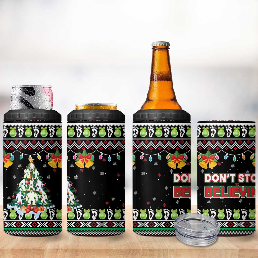 Christmas Unicorn 4 in 1 Can Cooler Tumbler with Don't Stop Believin Quote Tree Lights and Festive - Wonder Print Shop