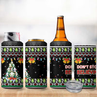 Christmas Unicorn 4 in 1 Can Cooler Tumbler with Don't Stop Believin Quote Tree Lights and Festive - Wonder Print Shop