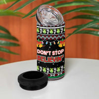 Christmas Unicorn 4 in 1 Can Cooler Tumbler with Don't Stop Believin Quote Tree Lights and Festive - Wonder Print Shop