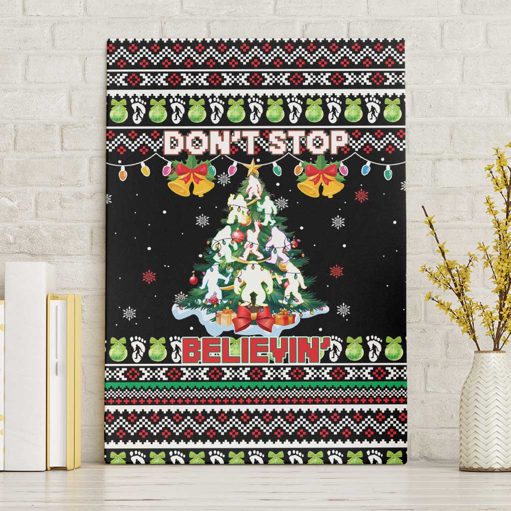 Christmas Unicorn Canvas Wall Art with Don't Stop Believin Quote Tree Lights and Festive - Wonder Print Shop