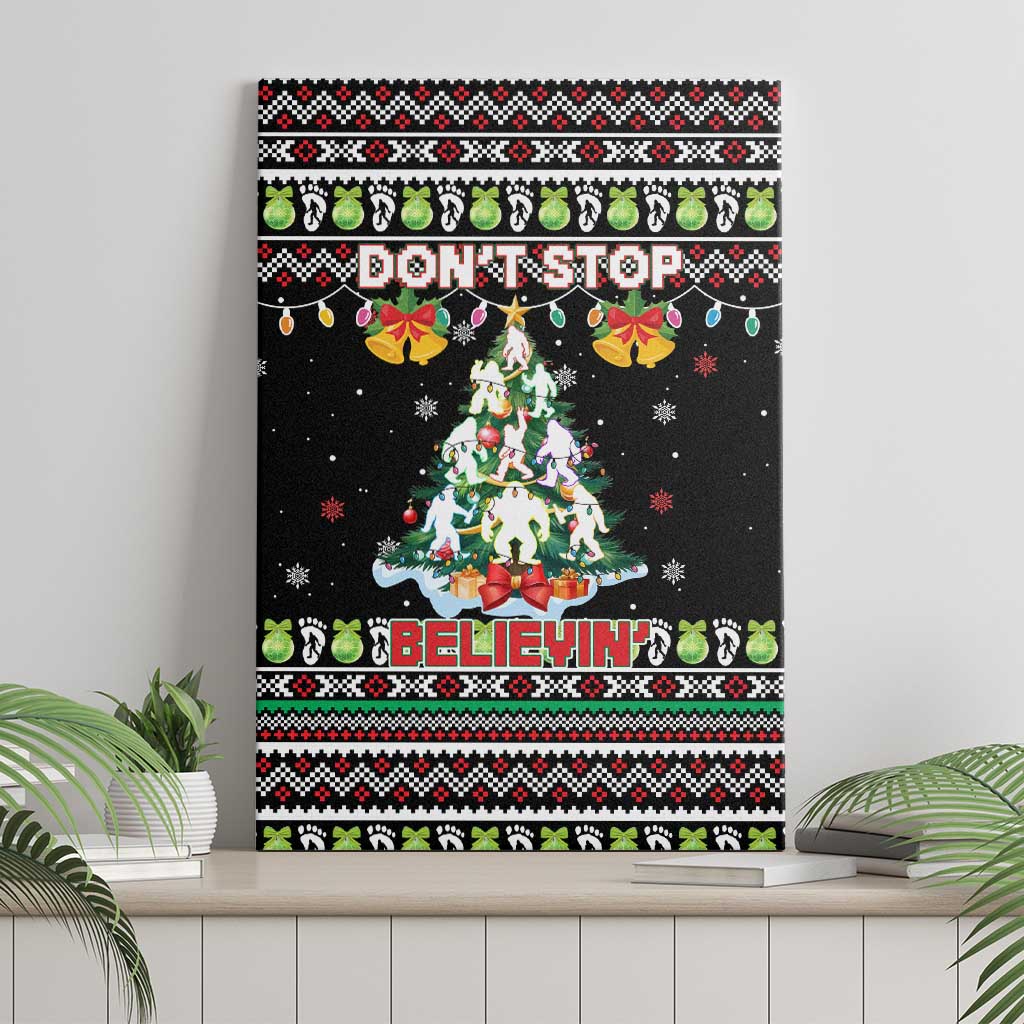 Christmas Unicorn Canvas Wall Art with Don't Stop Believin Quote Tree Lights and Festive - Wonder Print Shop
