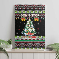 Christmas Unicorn Canvas Wall Art with Don't Stop Believin Quote Tree Lights and Festive - Wonder Print Shop