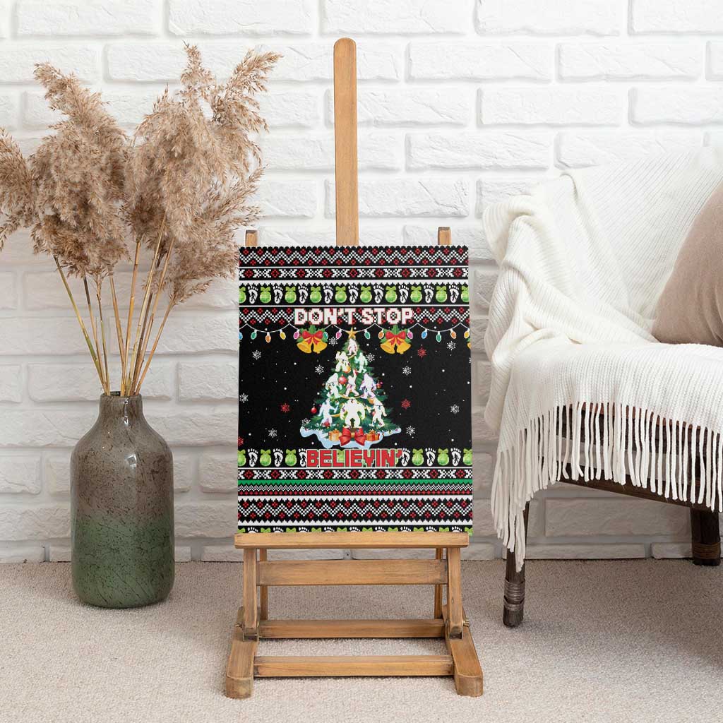 Christmas Unicorn Canvas Wall Art with Don't Stop Believin Quote Tree Lights and Festive - Wonder Print Shop