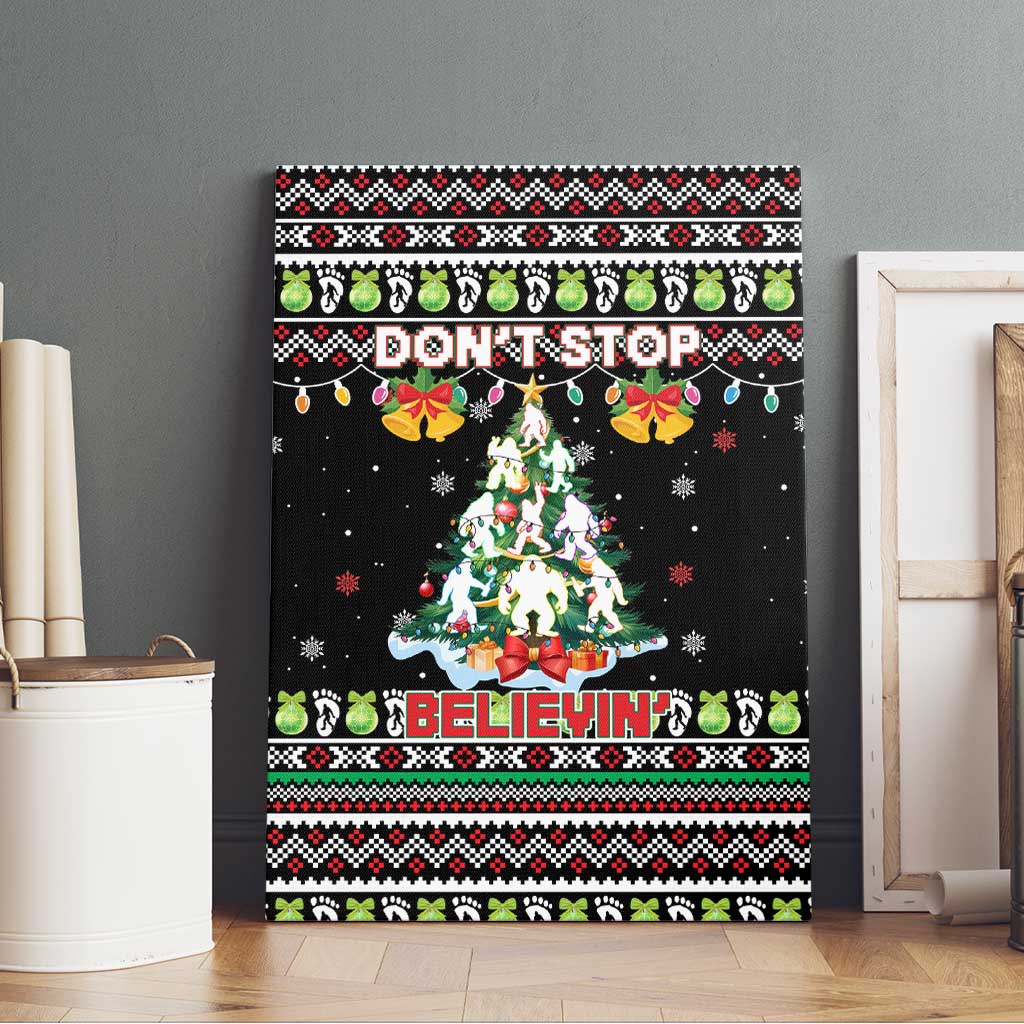 Christmas Unicorn Canvas Wall Art with Don't Stop Believin Quote Tree Lights and Festive - Wonder Print Shop