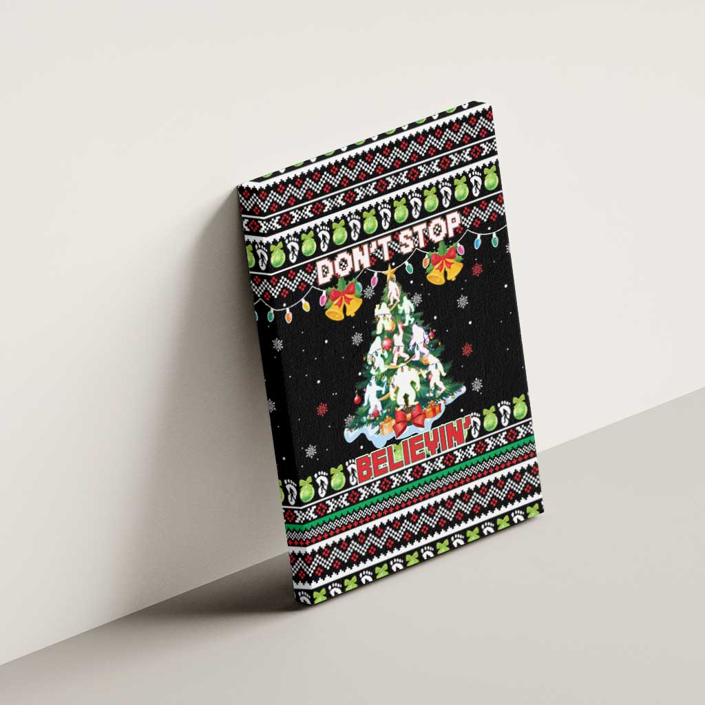 Christmas Unicorn Canvas Wall Art with Don't Stop Believin Quote Tree Lights and Festive - Wonder Print Shop