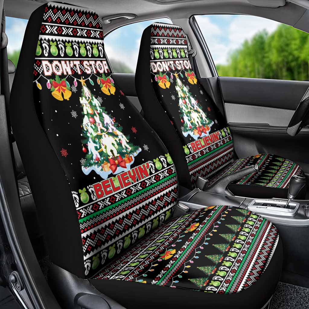 Christmas Unicorn Car Seat Cover with Don't Stop Believin Quote Tree Lights and Festive - Wonder Print Shop