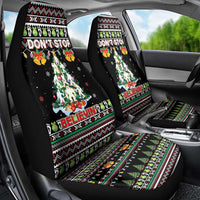 Christmas Unicorn Car Seat Cover with Don't Stop Believin Quote Tree Lights and Festive - Wonder Print Shop
