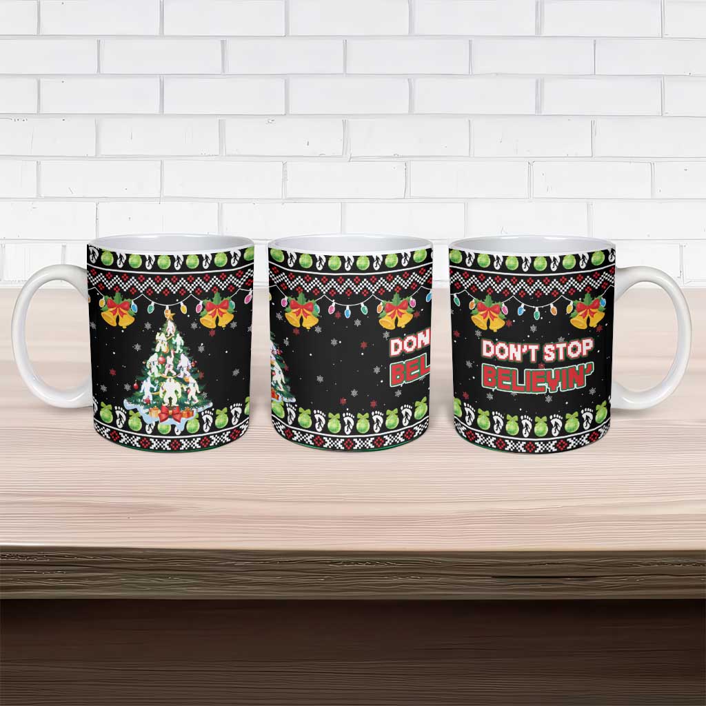 Christmas Unicorn Ceramic Mug with Don't Stop Believin Quote Tree Lights and Festive - Wonder Print Shop