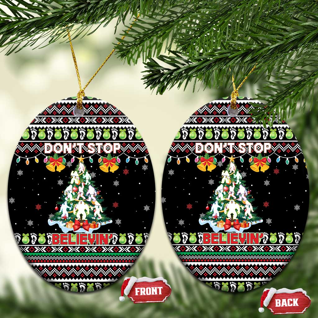 Christmas Unicorn Ceramic Ornament with Don't Stop Believin Quote Tree Lights and Festive - Wonder Print Shop