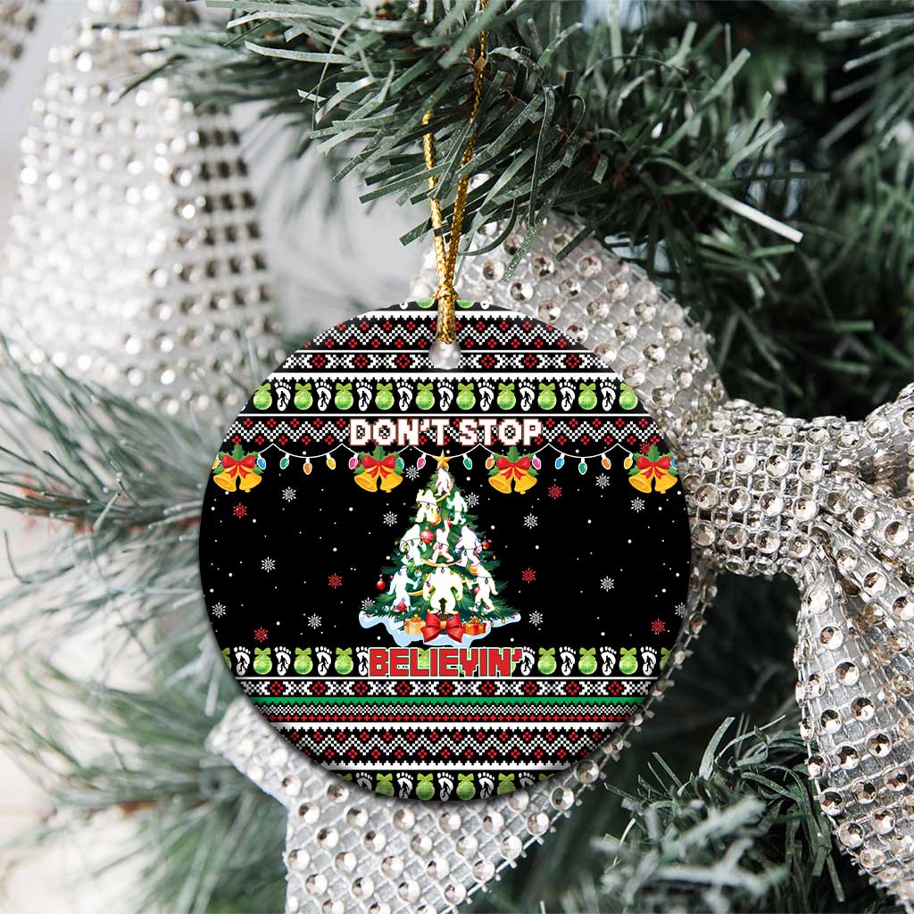 Christmas Unicorn Ceramic Ornament with Don't Stop Believin Quote Tree Lights and Festive - Wonder Print Shop