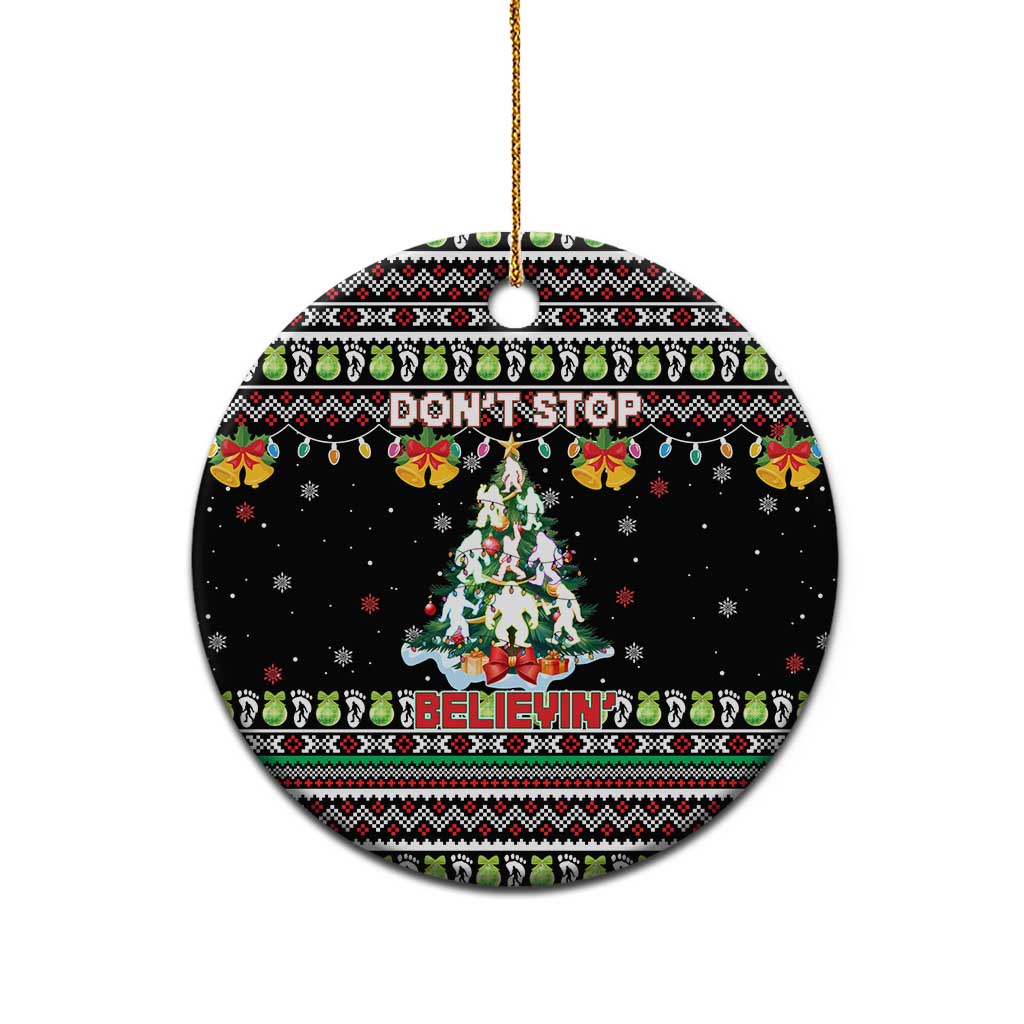 Christmas Unicorn Ceramic Ornament with Don't Stop Believin Quote Tree Lights and Festive - Wonder Print Shop