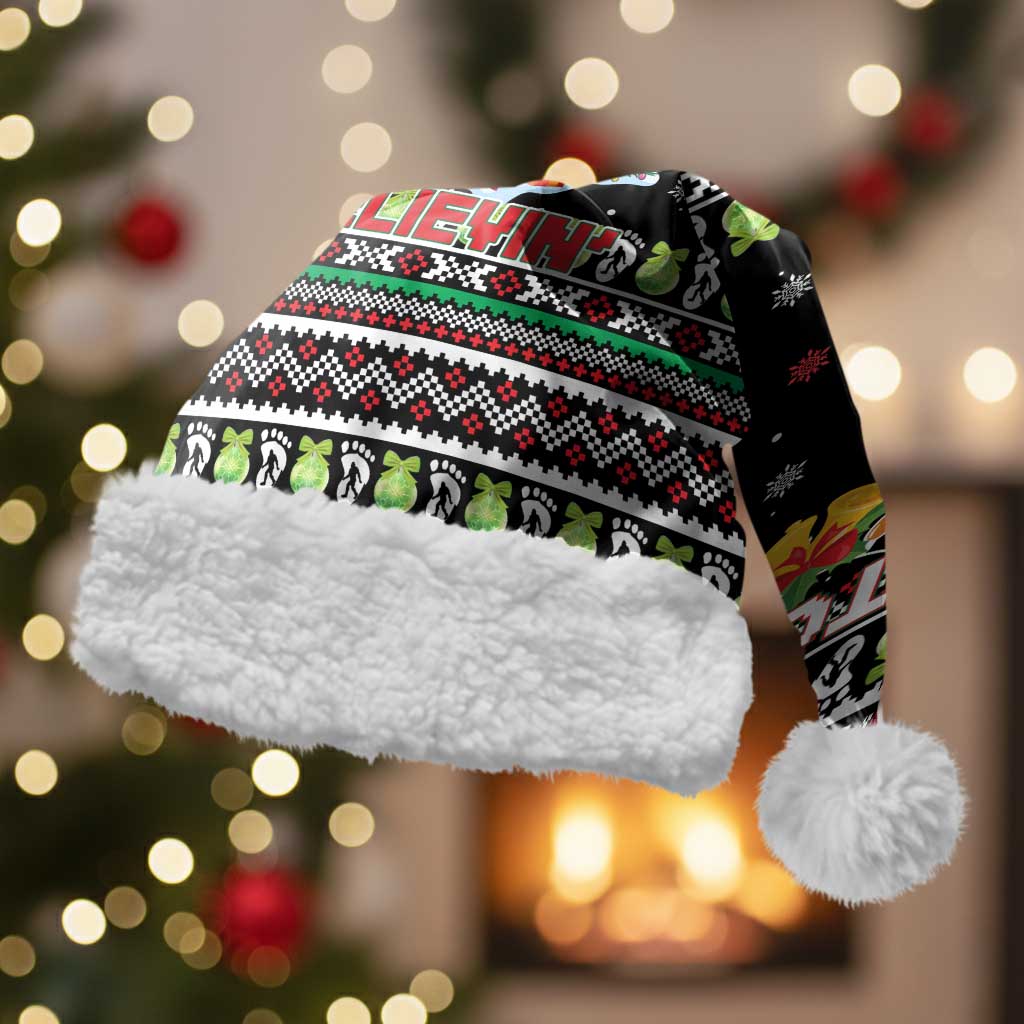 Christmas Unicorn Christmas Santa Hat with Don't Stop Believin Quote Tree Lights and Festive - Wonder Print Shop