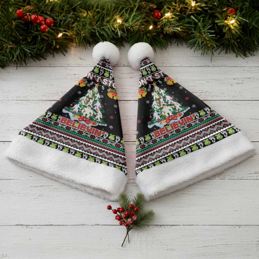 Christmas Unicorn Christmas Santa Hat with Don't Stop Believin Quote Tree Lights and Festive - Wonder Print Shop