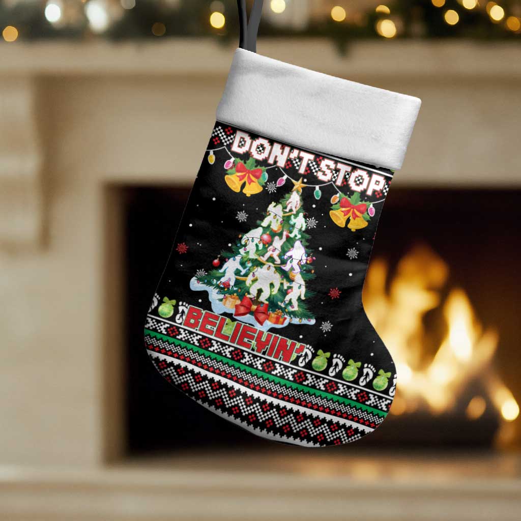 Christmas Unicorn Christmas Stocking with Don't Stop Believin Quote Tree Lights and Festive - Wonder Print Shop