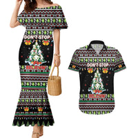Christmas Unicorn Couples Matching Mermaid Dress and Hawaiian Shirt with Don't Stop Believin Quote Tree Lights and Festive - Wonder Print Shop