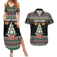 Christmas Unicorn Couples Matching Summer Maxi Dress and Hawaiian Shirt with Don't Stop Believin Quote Tree Lights and Festive - Wonder Print Shop