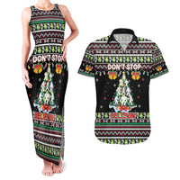 Christmas Unicorn Couples Matching Tank Maxi Dress and Hawaiian Shirt with Don't Stop Believin Quote Tree Lights and Festive - Wonder Print Shop