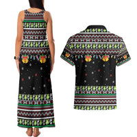 Christmas Unicorn Couples Matching Tank Maxi Dress and Hawaiian Shirt with Don't Stop Believin Quote Tree Lights and Festive - Wonder Print Shop