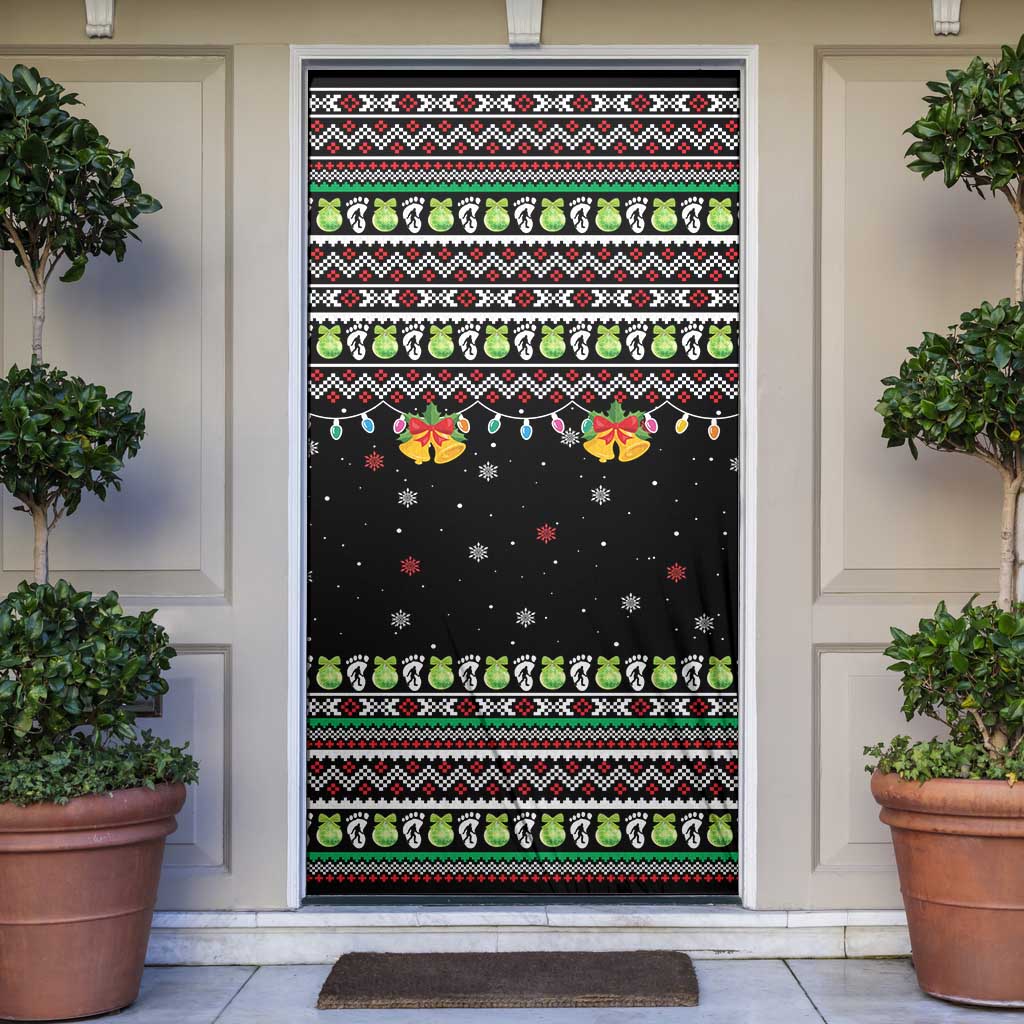 Christmas Unicorn Door Cover with Don't Stop Believin Quote Tree Lights and Festive - Wonder Print Shop