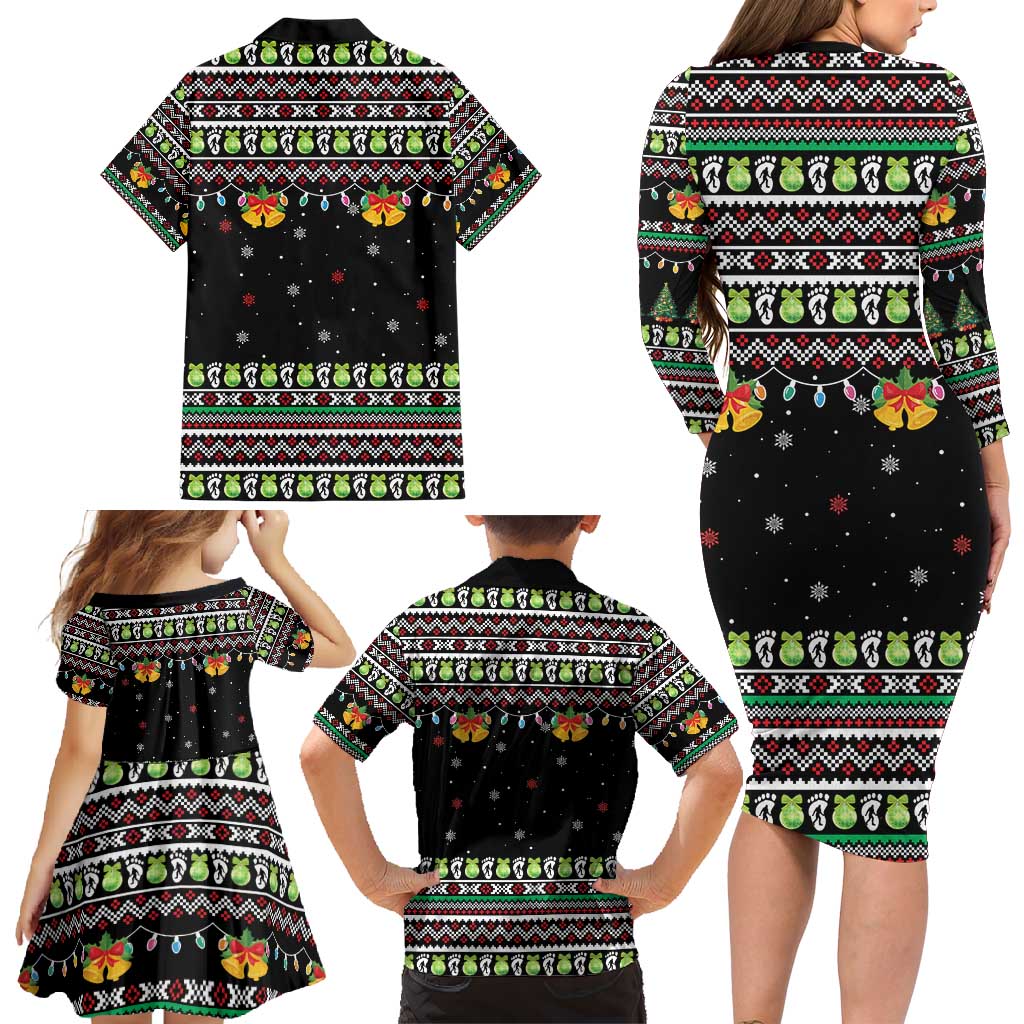 Christmas Unicorn Family Matching Long Sleeve Bodycon Dress and Hawaiian Shirt with Don't Stop Believin Quote Tree Lights and Festive - Wonder Print Shop