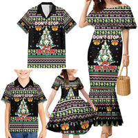 Christmas Unicorn Family Matching Mermaid Dress and Hawaiian Shirt with Don't Stop Believin Quote Tree Lights and Festive - Wonder Print Shop