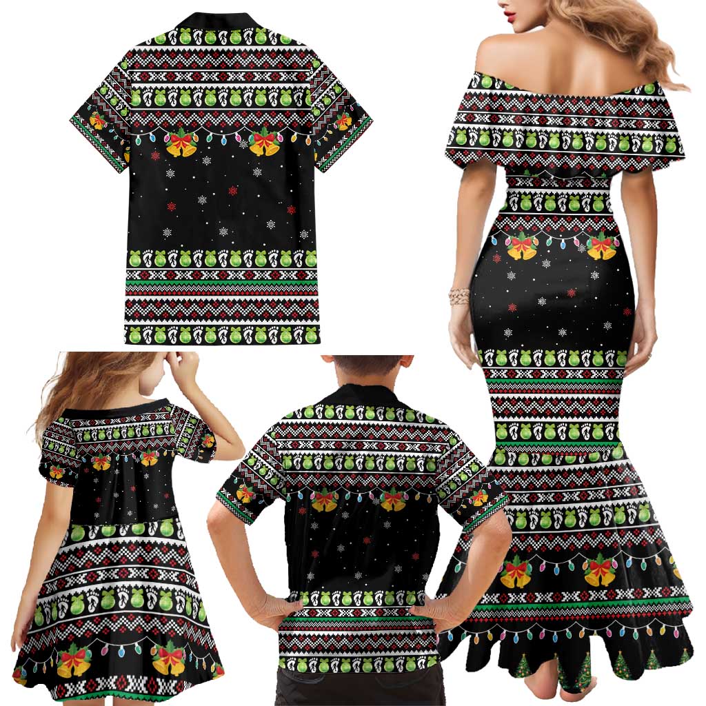 Christmas Unicorn Family Matching Mermaid Dress and Hawaiian Shirt with Don't Stop Believin Quote Tree Lights and Festive - Wonder Print Shop