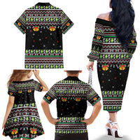Christmas Unicorn Family Matching Off The Shoulder Long Sleeve Dress and Hawaiian Shirt with Don't Stop Believin Quote Tree Lights and Festive - Wonder Print Shop