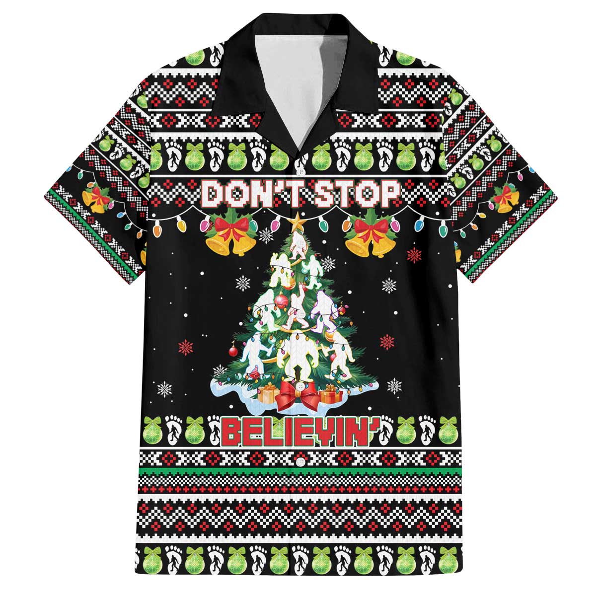 Christmas Unicorn Family Matching Off The Shoulder Long Sleeve Dress and Hawaiian Shirt with Don't Stop Believin Quote Tree Lights and Festive - Wonder Print Shop