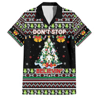 Christmas Unicorn Family Matching Off The Shoulder Long Sleeve Dress and Hawaiian Shirt with Don't Stop Believin Quote Tree Lights and Festive - Wonder Print Shop