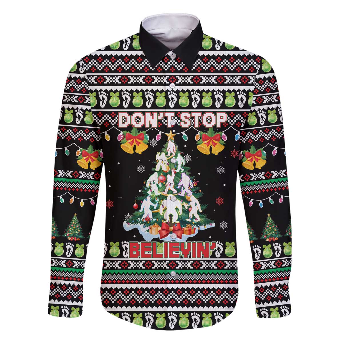 Christmas Unicorn Family Matching Off The Shoulder Long Sleeve Dress and Hawaiian Shirt with Don't Stop Believin Quote Tree Lights and Festive - Wonder Print Shop