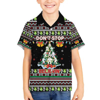 Christmas Unicorn Family Matching Off The Shoulder Long Sleeve Dress and Hawaiian Shirt with Don't Stop Believin Quote Tree Lights and Festive - Wonder Print Shop