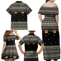 Christmas Unicorn Family Matching Off Shoulder Maxi Dress and Hawaiian Shirt with Don't Stop Believin Quote Tree Lights and Festive - Wonder Print Shop