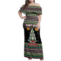 Christmas Unicorn Family Matching Off Shoulder Maxi Dress and Hawaiian Shirt with Don't Stop Believin Quote Tree Lights and Festive - Wonder Print Shop