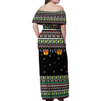 Christmas Unicorn Family Matching Off Shoulder Maxi Dress and Hawaiian Shirt with Don't Stop Believin Quote Tree Lights and Festive - Wonder Print Shop