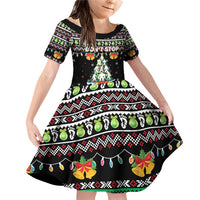 Christmas Unicorn Family Matching Off Shoulder Short Dress and Hawaiian Shirt with Don't Stop Believin Quote Tree Lights and Festive - Wonder Print Shop